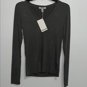 4124. SPLENDID  Bamboo Vneck top in Dark Grey Sz S NWT $68
